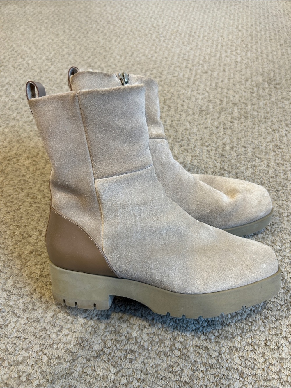Cocilco Shearling Lined Women’s Beige Suede Platform Ankle Boots